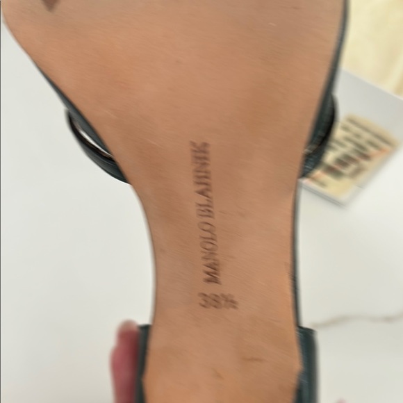 Manolo Blahnik Black Leather Women's Heels - Picture 2 of 6